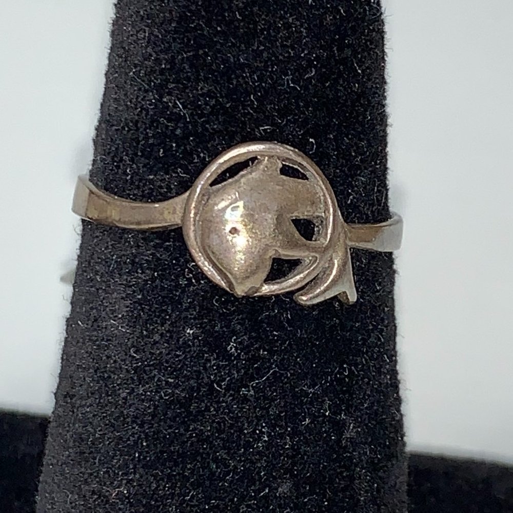 Sterling Silver Dolphin Ring, Size 10 1/4